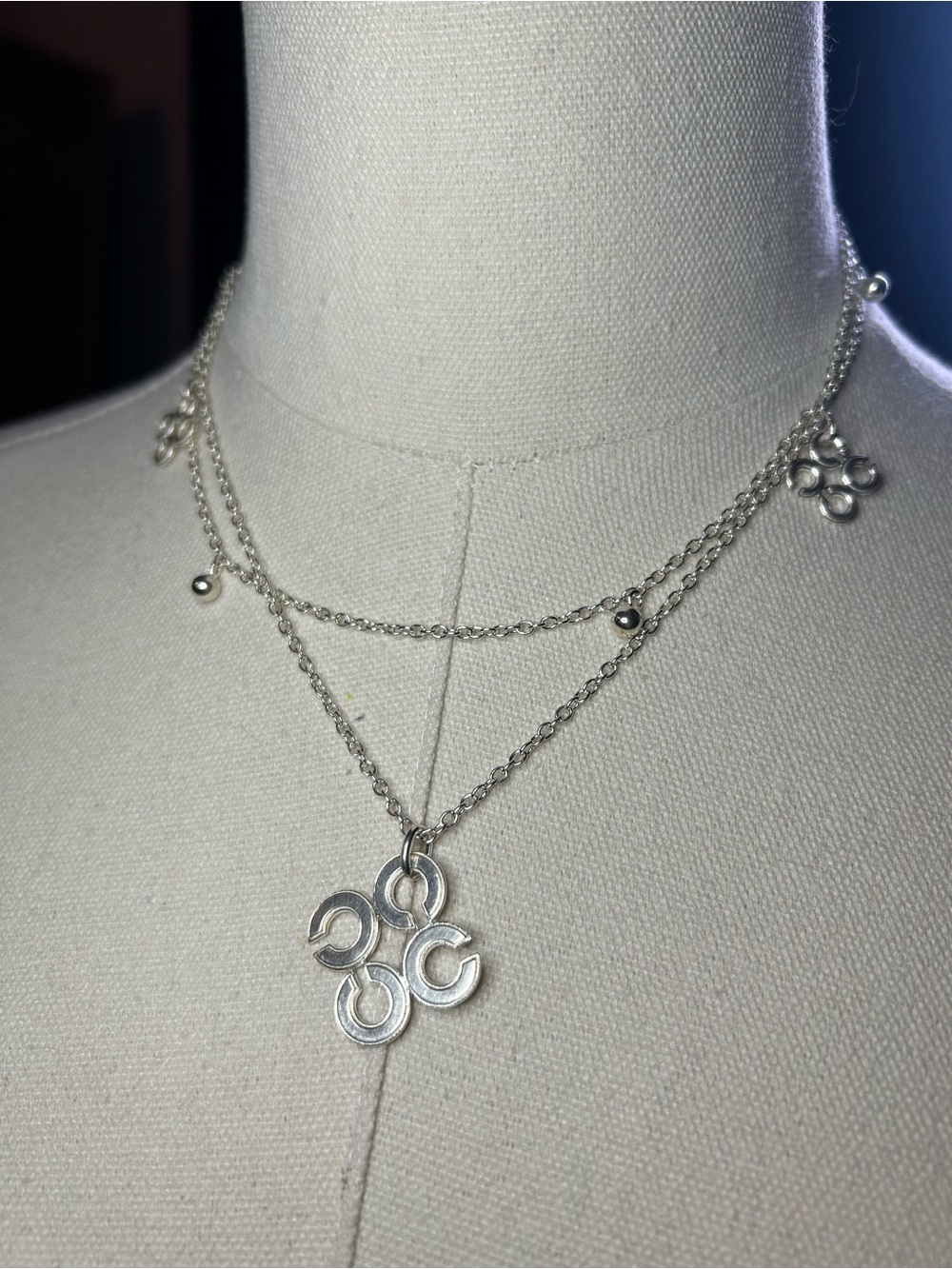 Coach Sterling Silver Layered Logo “Cs” Pendant Necklace